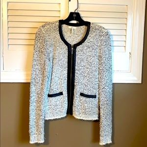 Joie Knit Blazer with Leather Trim